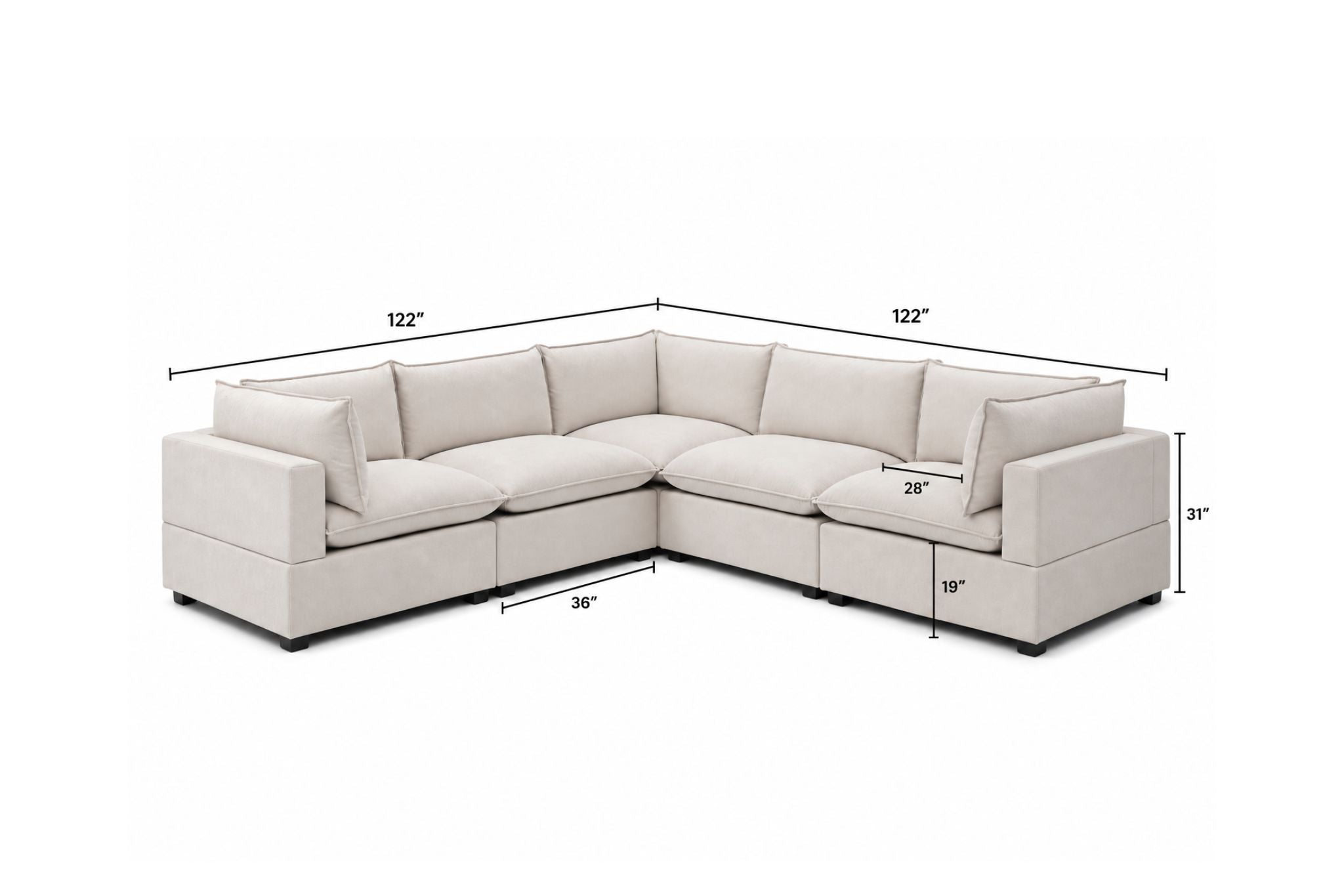 Luna Corner Sectional Dimensions