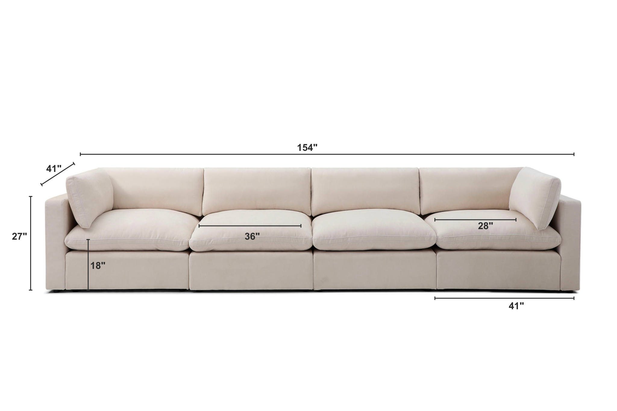 Bella Pillow 4 Seater Dimensions