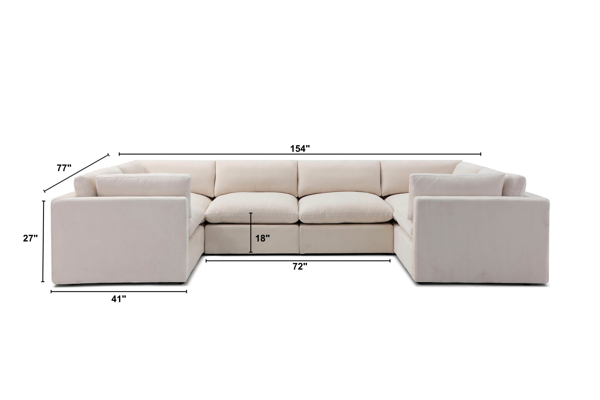 Bella Pillow Grand U-Shape Dimensions