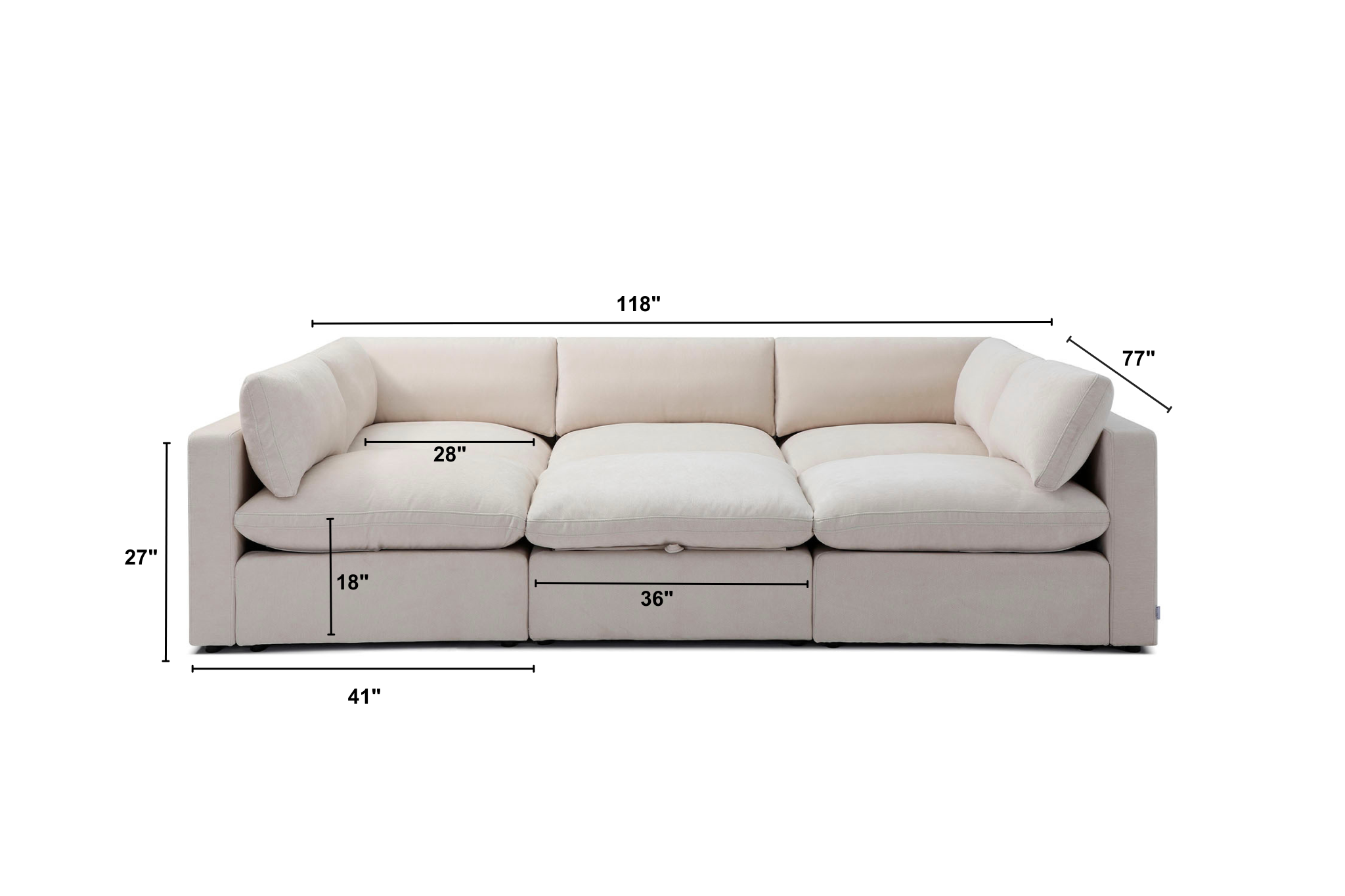 Bella Pillow Pit Dimensions