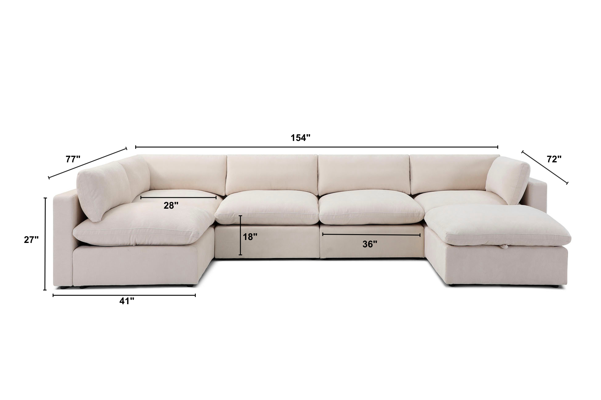 Bella Pillow U-Shape Dimensions