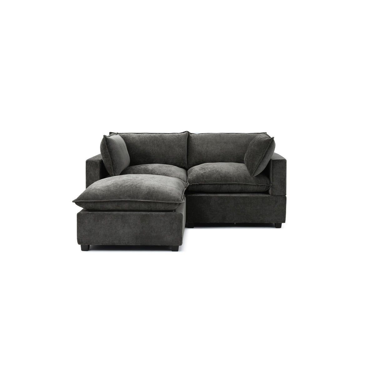 Luna Sofa 86" + Ottoman – Charcoal Chenille