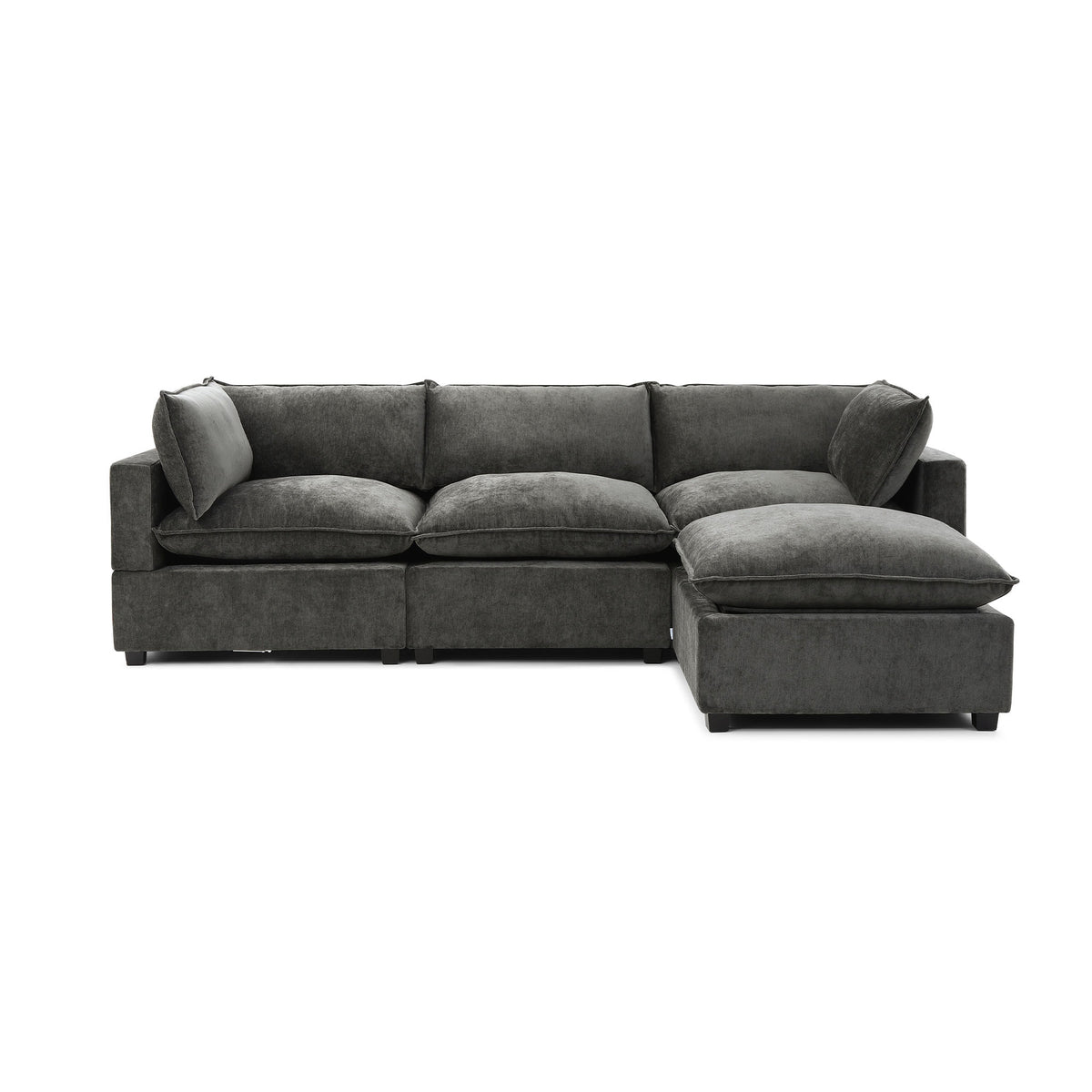 Luna Sofa 122" + Ottoman – Charcoal Chenille