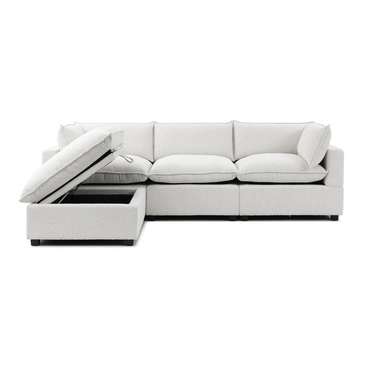 Luna Sofa 122" + Storage Ottoman – Cream Performance Boucle