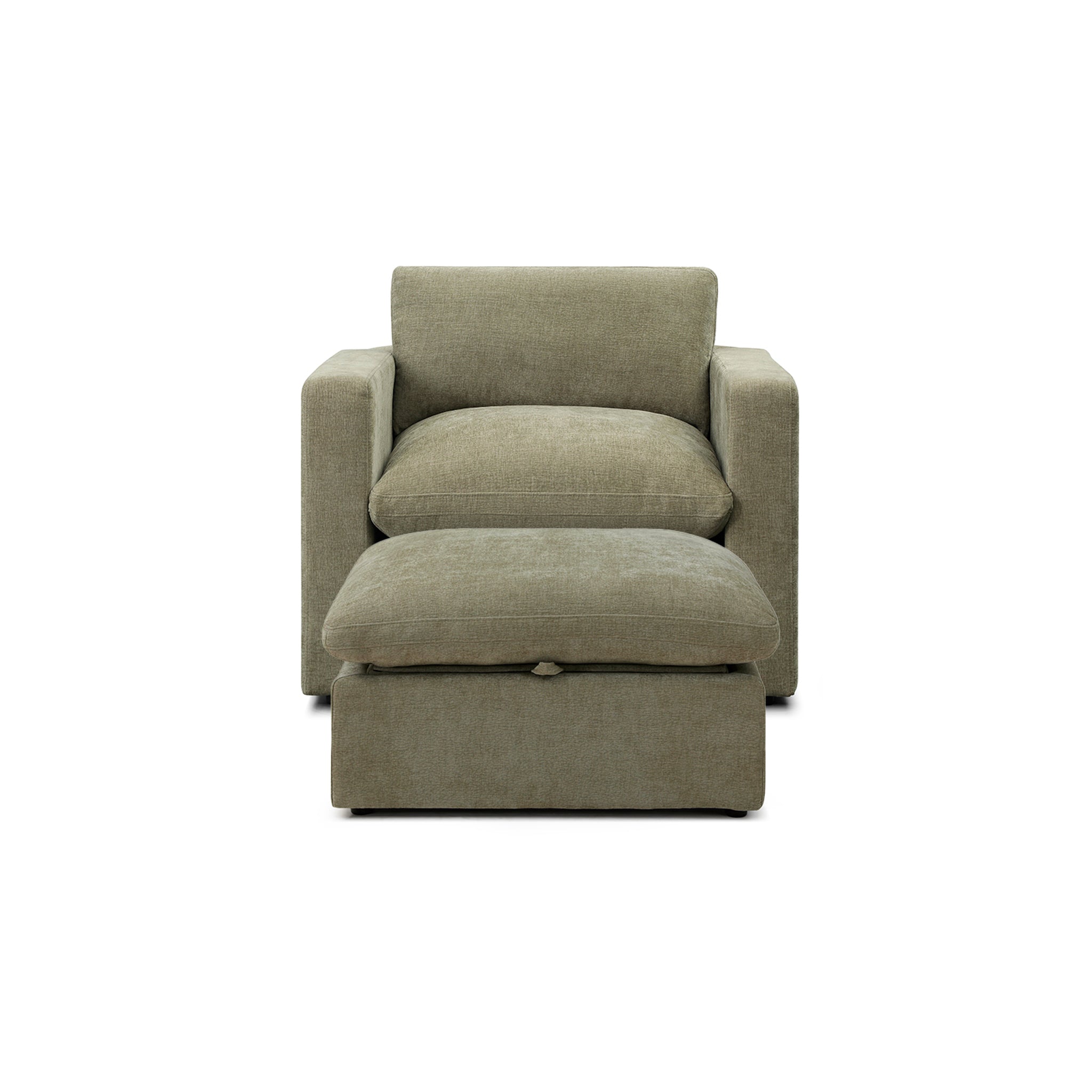 Bella Pillow Armchair + Storage Ottoman Bundle