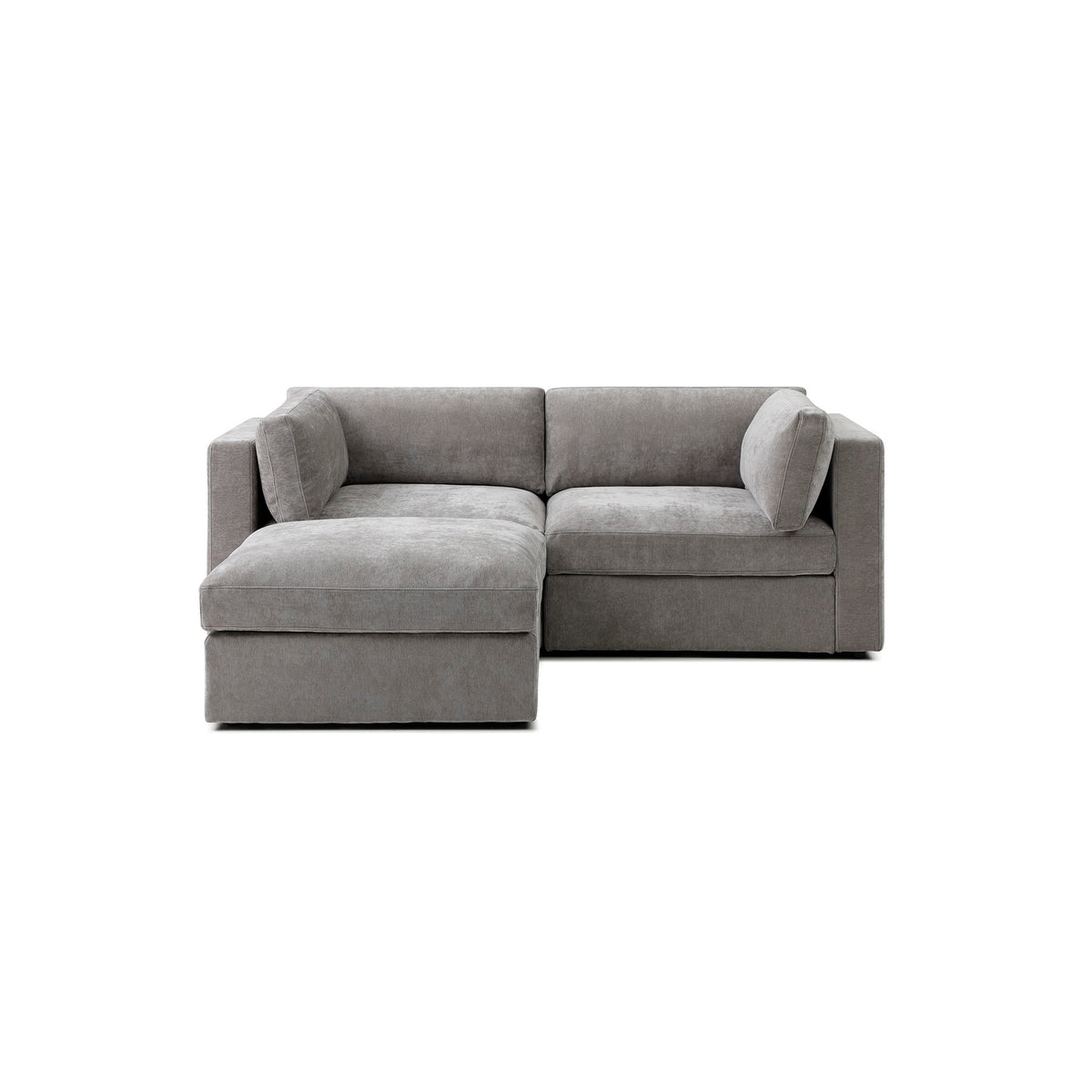 Bella 2 Seater + Storage Ottoman – Stone Grey Chenille