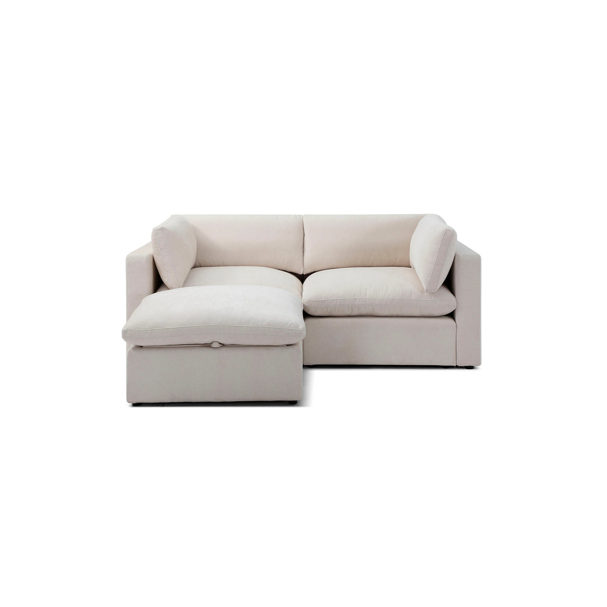 Bella Pillow 2 Seater + Storage Ottoman – Cream Chenille