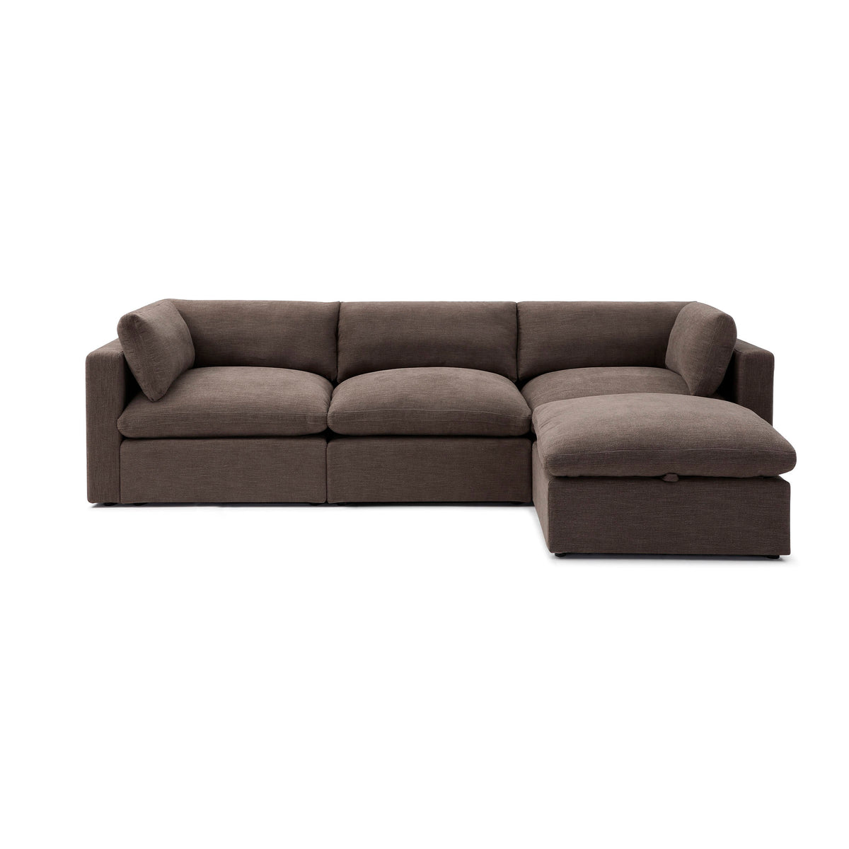 Bella Pillow 3 Seater + Ottoman – Mocha Brown Performance Linen