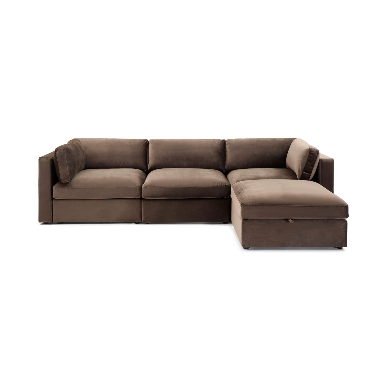 Bella 3 Seater + Ottoman – Chocolate Brown Performance Velvet