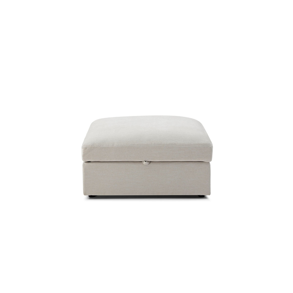 Bella Storage Ottoman – White Sand Performance Linen