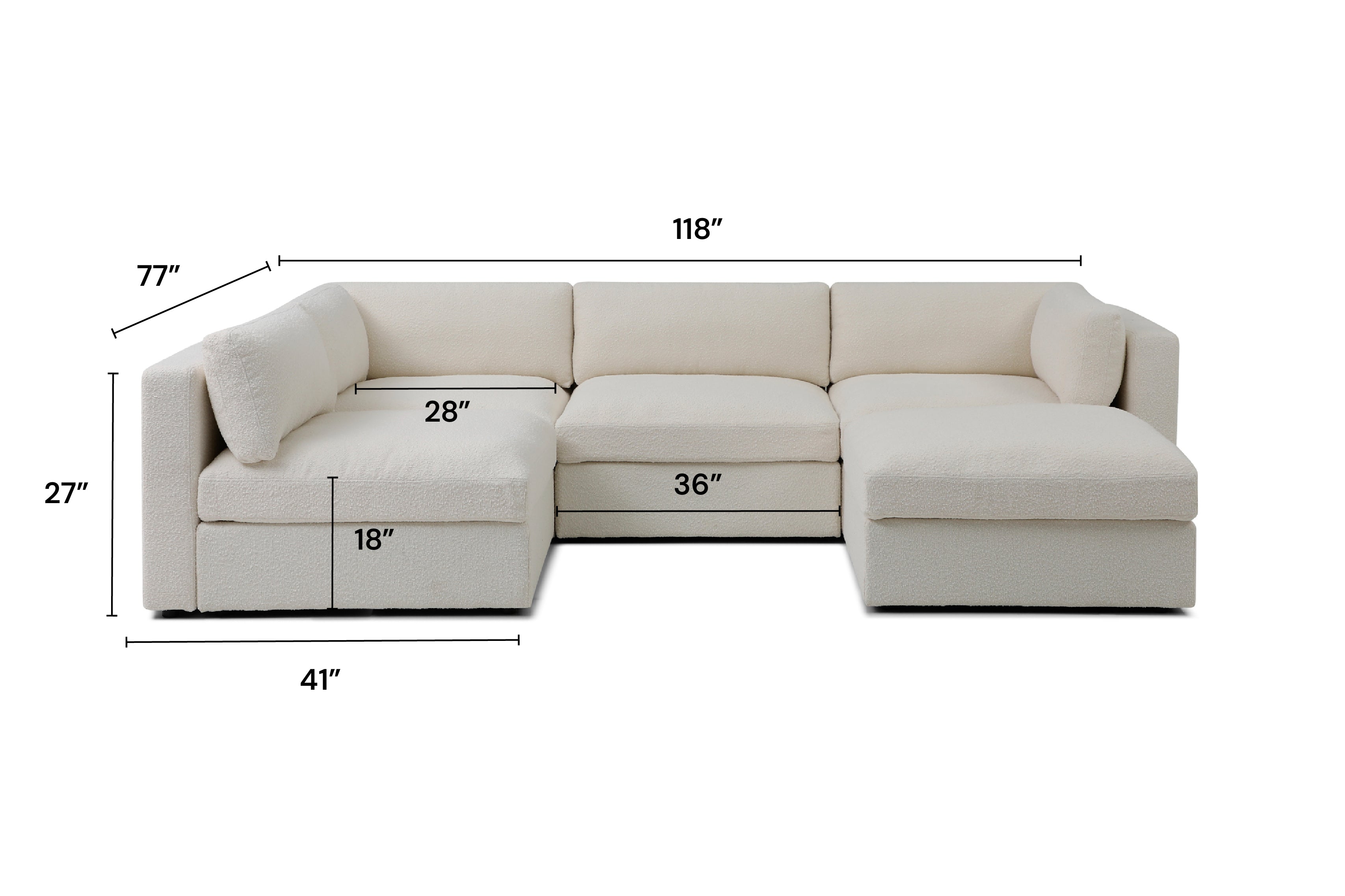 Bella Pillow L-Shape + Storage Ottoman