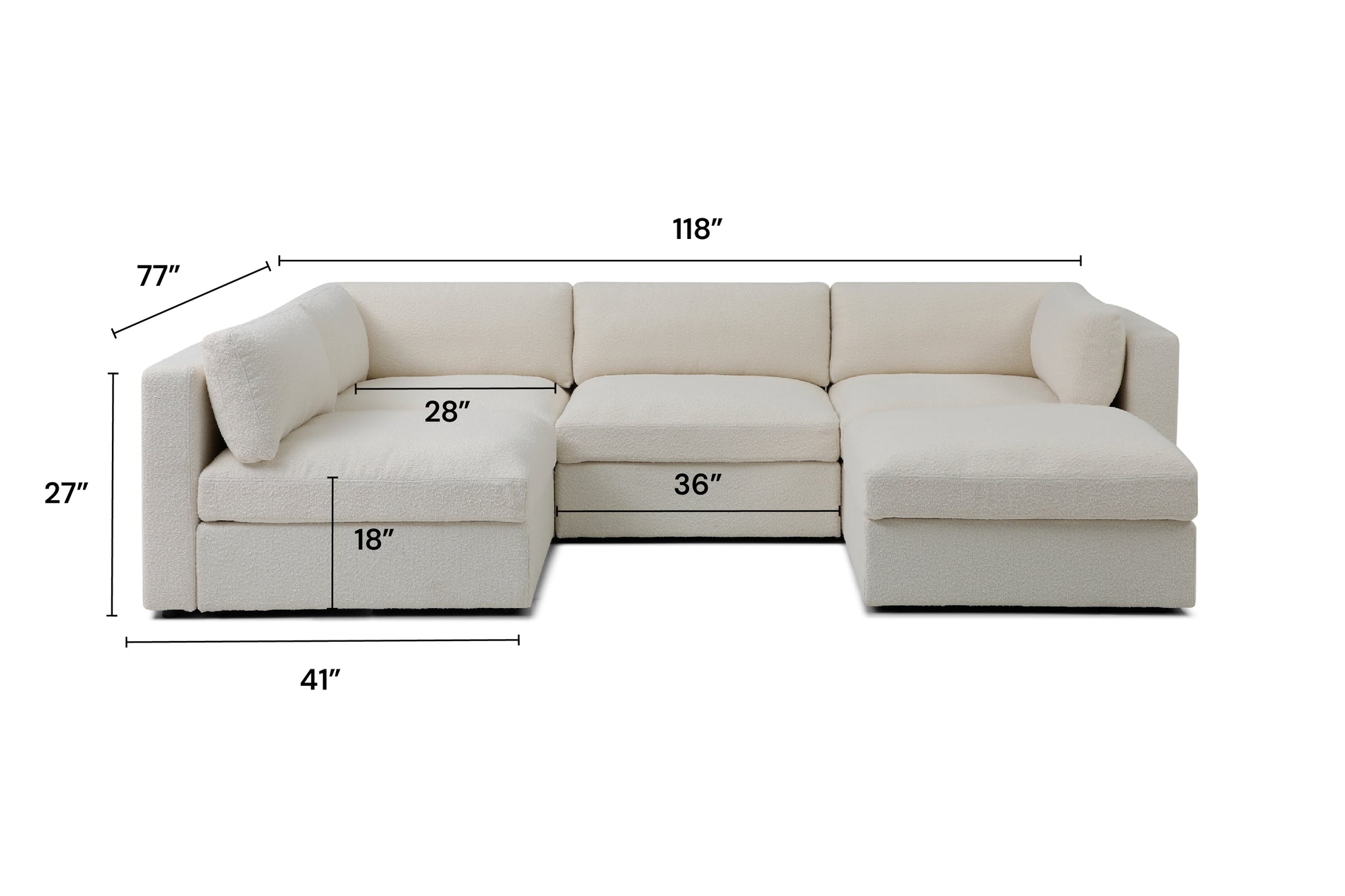 Bella Pillow L-Shape + Storage Ottoman
